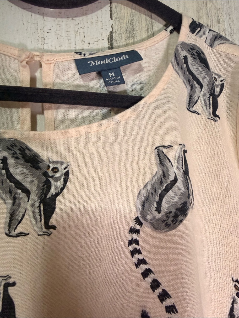 ModCloth Lemur Print Linen Blend Wide Leg Jumpsuit M - Picture 5 of 8